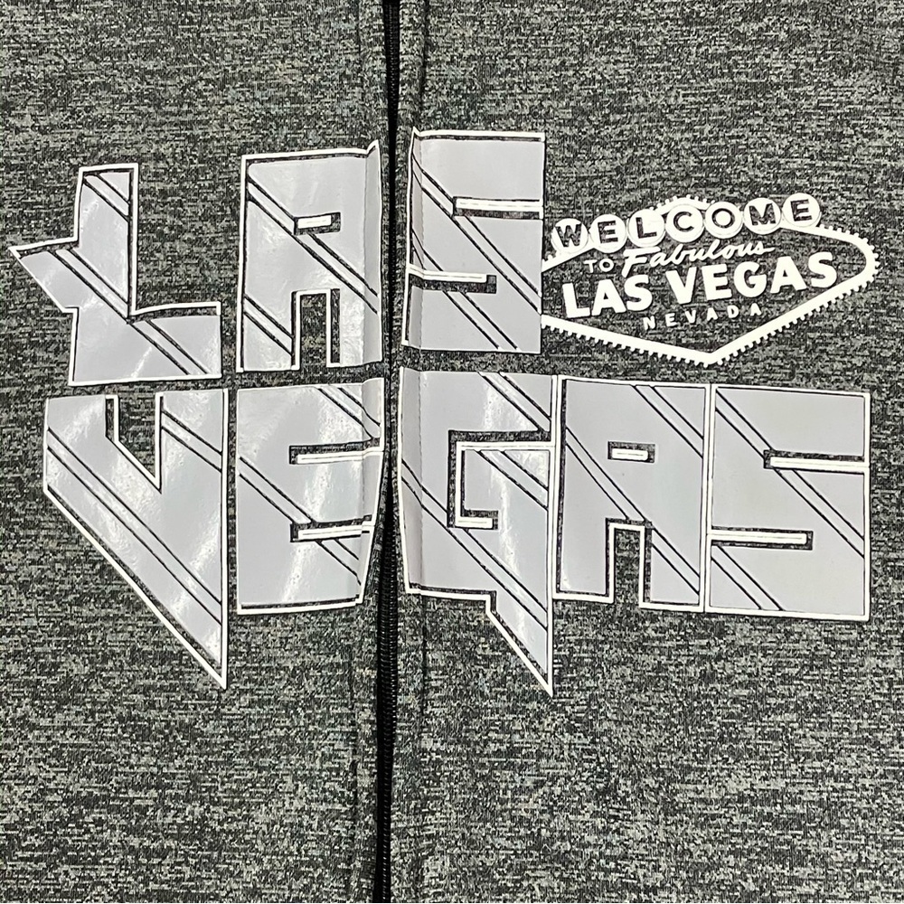 WELCOME to LAS VEGAS Graphic Sweatshirt Zip Hoodie Mens SIZE XL Gray Wear Code - Picture 2 of 11